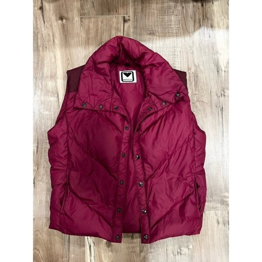 Obermeyer Vintage‎ Insulated Vest Burgundy Snap Front Men's XL Après Ski